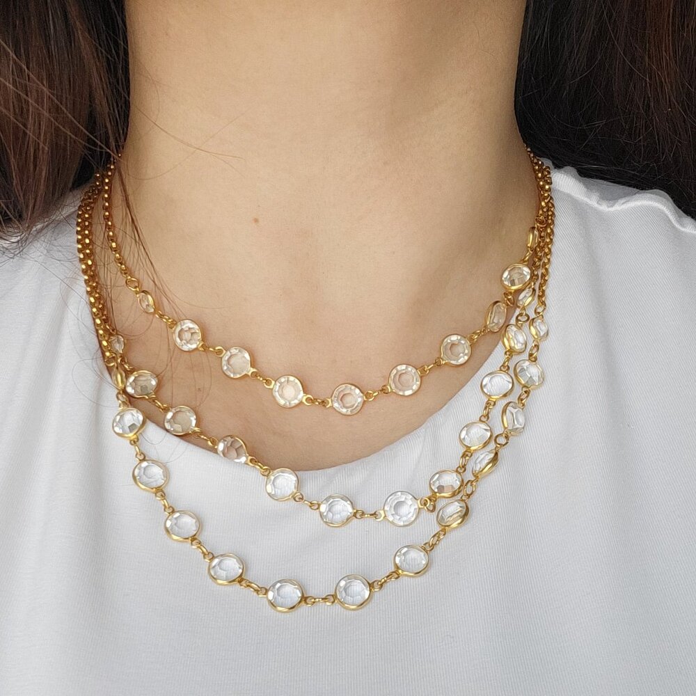 Vintage Goldette Multi-Strand Crystal Necklace | Signed | 1960s